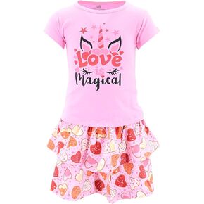 Unique Baby Girls Live Love Learn 2 Piece Back to School Dress Skirt Set
