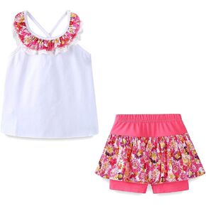 Mud Kingdom Girls Outfits Summer Fashion Cold Shoulder Backless Tank Top and Shorts Clothing Set Floral