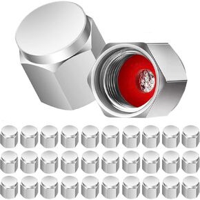 Chrome Tire Valve Stem Caps 30 Pack, Corrosion-Resistant Plastic Tire Caps, Hexagon Design, Dust Proof, with Rubber Seal, Leak-Proof Air Protection, Universal Tire Pressure Caps for Car, SUV