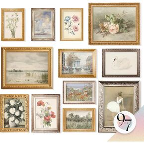 97 Decor Vintage French Decor For Home - French Country Wall Decor, French Wall Art Posters, Vintage Floral Pictures, Vintage Art Gallery Wall Prints Landscape Painting For Bedroom (Unframed)