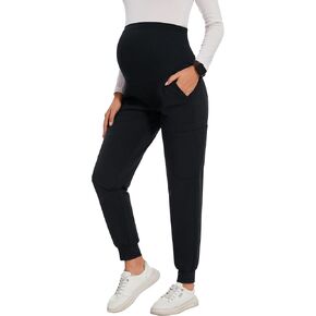 Women's Maternity Scrub Jogger Pants Workwear Stretch Comfy Pregnancy Pants with 6 Pockets, S-XXL