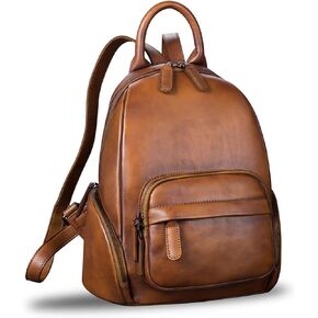 IVTG Genuine Leather Backpack for Women Vintage Real Leather Knapsack purse Satchel Rucksack Fashion Daypack Bag (Purple)