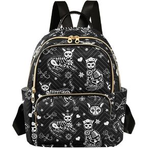 Women Fashion Backpack Purse Casual Lightweight Travel Shoulder Bag Halloween Bat Gothic Rucksack Ladies Bag, Small