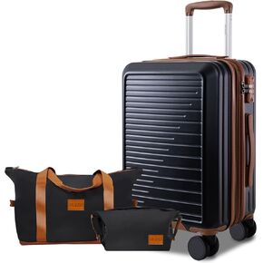 OUZZO PC Luggage,Luggage Sets of 5 Piece,Suitcases With Wheels,Check In Luggage,Expandable Carry On Luggage,20/24/28 Inch Luggage,TSA Approved Lock,Hardshell Suitcase,Black