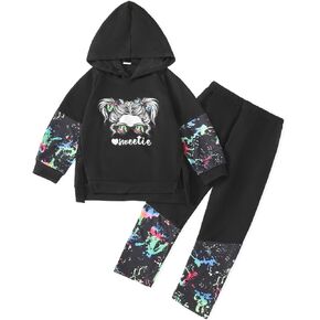 Kids Girls Clothes Girl Print Tie Dye Hoodie Pullover Sweatshirt Leggings 2 Pieces Outfits Set