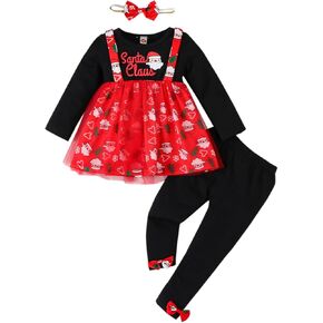 Toddler Girl Christmas Clothes,Girls Christmas Outfit Set Xmas Tunic Dress+Legging Pant Set