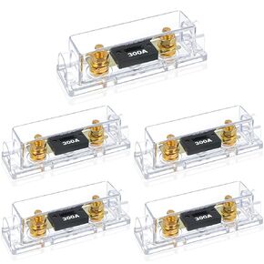 Yerliker 5 Pack 300 AMP ANL Fuse Holder Kit and 300A ANL Fuses for 0/2/4/8 Gauge AWG Fuse Block, Fuse Boxes, Automotive Fuse Holder, Car Truck Audio DIY