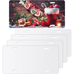 4Pcs Blank Windspeed Sublimation license plate Car Blank for Sublimation, Halloween Christmas car Decoration (White)