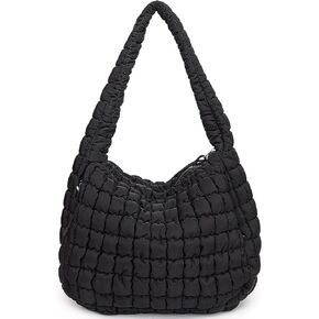 Puffer Tote Bag, Large Quilted Puffer Bag, Lightweight Puffy Quilted Hobo Bag, Soft Shoulder Bag for Work,Gym,Travel