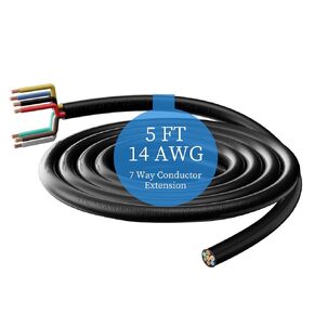 14 Gauge 50 Ft 7 Way Trailer Wire Pure Copper Heavy Duty 7 Pin Trailer Wiring Harness Round 7 Wire Trailer Cable 14 AWG 7 Conductor Trailer Wire 7 Blade Trailer Wiring for Rv Camper Truck