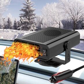 200W Car Heater,12V Portable Car Heater that Plugs Into Cigarette Lighter Electric Car Heater Defroster Fans, 2 in 1 Heating & Cooling Fast Heating Defrost Defogger with Plug in Cigarette Lighter