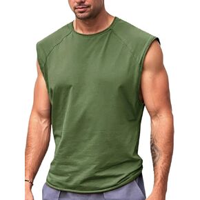 Runcati Mens Sleeveless Tank Tops Workout Cut Off Shirt Athletic Muscle Gym T Shirts