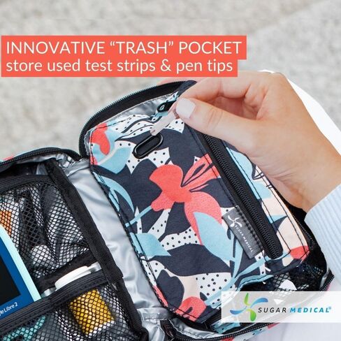 Sugar Medical Insulated Diabetes Organizer | Diabetes Supply Case | Diabetic Care Products | Diabetic Supplies Travel Case | Insulin Pen Case | Glucose Meter Case | Diabetic Bag for Supplies (Flora) in Kuwait