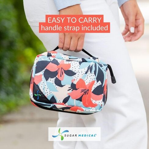 Sugar Medical Insulated Diabetes Organizer | Diabetes Supply Case | Diabetic Care Products | Diabetic Supplies Travel Case | Insulin Pen Case | Glucose Meter Case | Diabetic Bag for Supplies (Flora) in Kuwait