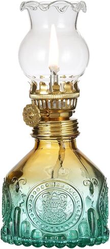 Vintage Gradient Color Glass Oil Kerosene Lamp Color Oil Lamps for Indoor Use Oil Lantern Indoor Decorative Hurricane Lamp Oil Lanterns for Tabletop Decor Emergency Lighting in Saudi Arabia