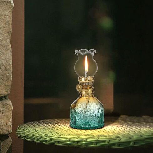 Vintage Gradient Color Glass Oil Kerosene Lamp Color Oil Lamps for Indoor Use Oil Lantern Indoor Decorative Hurricane Lamp Oil Lanterns for Tabletop Decor Emergency Lighting in Saudi Arabia