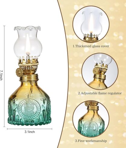 Vintage Gradient Color Glass Oil Kerosene Lamp Color Oil Lamps for Indoor Use Oil Lantern Indoor Decorative Hurricane Lamp Oil Lanterns for Tabletop Decor Emergency Lighting in Saudi Arabia