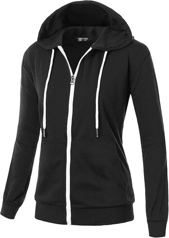 GIVON Basic Lightweight Zip Up Hoodie Long Sleeve Thin Hooded Jacket for Women with Plus Size in Saudi Arabia
