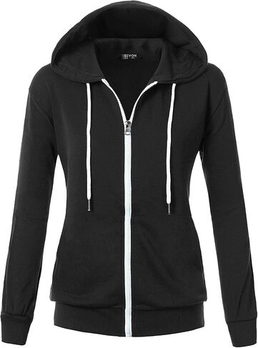 GIVON Basic Lightweight Zip Up Hoodie Long Sleeve Thin Hooded Jacket for Women with Plus Size in Saudi Arabia