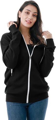 GIVON Basic Lightweight Zip Up Hoodie Long Sleeve Thin Hooded Jacket for Women with Plus Size in Saudi Arabia