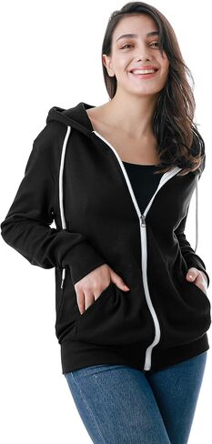 GIVON Basic Lightweight Zip Up Hoodie Long Sleeve Thin Hooded Jacket for Women with Plus Size in Saudi Arabia