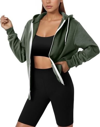 GIVON Basic Lightweight Zip Up Hoodie Long Sleeve Thin Hooded Jacket for Women with Plus Size in Saudi Arabia