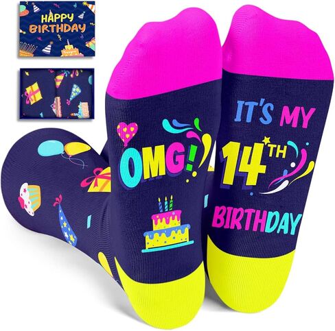 HAPPYPOP Gifts for Teenage Boys Girls Funny Gifts for Teens, 14th Birthday Gifts for 14 Year Old Girls Boys, Funny Crazy Socks for Teens in Kuwait