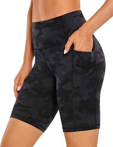 CRZ YOGA Women's Naked Feeling Biker Shorts - 8'' High Waisted Yoga Gym Spandex Shorts Side Pockets in Saudi Arabia