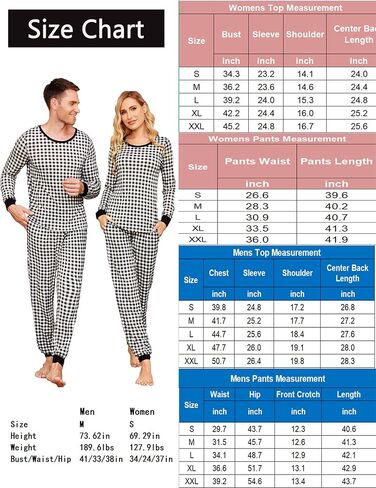 بيجامة Ekouaer للزوجين متطابقة من Pjs بأكمام طويلة منقوشة ملابس نوم ناعمة مع جيوب S-XXL in Saudi Arabia