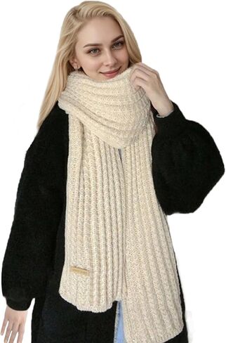 Winter Chunky Knit Scarf for Women Ultra Soft Thick Warm Knitted Scarf Long Knit Scarves for Women's Cold Weather in Saudi Arabia
