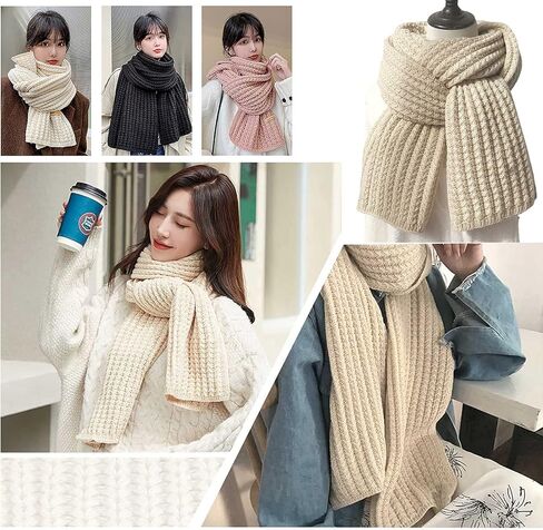 Winter Chunky Knit Scarf for Women Ultra Soft Thick Warm Knitted Scarf Long Knit Scarves for Women's Cold Weather in Saudi Arabia