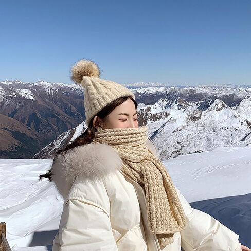 Winter Chunky Knit Scarf for Women Ultra Soft Thick Warm Knitted Scarf Long Knit Scarves for Women's Cold Weather in Saudi Arabia