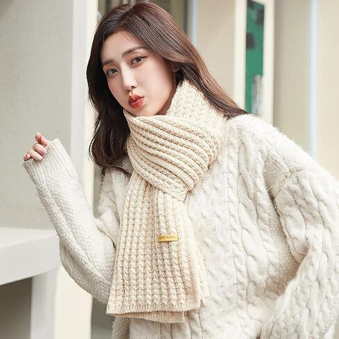 Winter Chunky Knit Scarf for Women Ultra Soft Thick Warm Knitted Scarf Long Knit Scarves for Women's Cold Weather in Saudi Arabia
