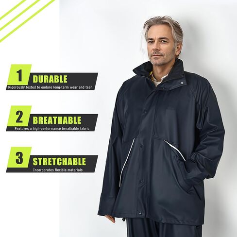 FWG Men's Workwear PRO Rain Suit - Ultimate Safety & Comfort | Waterproof, Durable PU Jacket & Bib Pants Set. in Saudi Arabia