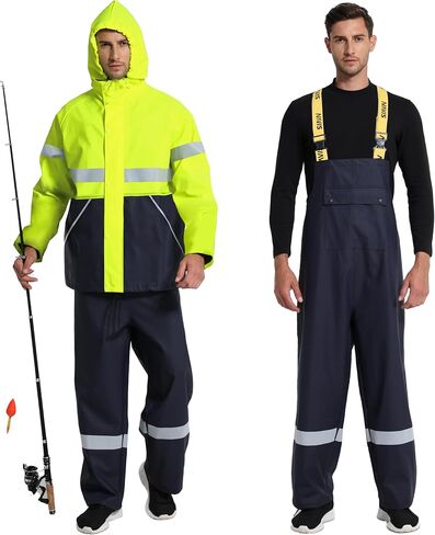 FWG Men's Workwear PRO Rain Suit - Ultimate Safety & Comfort | Waterproof, Durable PU Jacket & Bib Pants Set. in Saudi Arabia