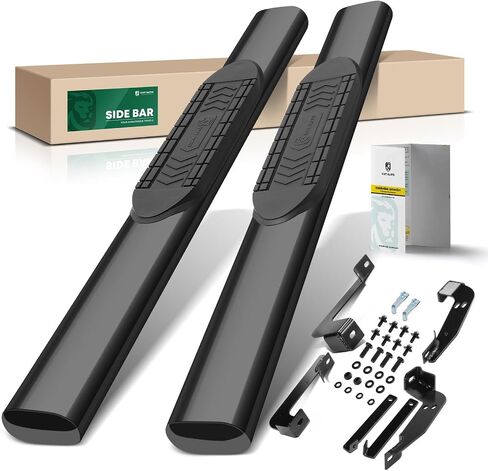 YHTAUTO 6 Inch Running Boards Side Steps Fit Chevy Silverado & GMC Sierra 1500/2500 HD/3500 1999-2013, Standard/Regular Cab, Oval Straight Carbon Steel Black Powder, Truck Cab Side Step Rails in Saudi Arabia