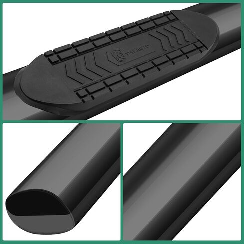 YHTAUTO 6 Inch Running Boards Side Steps Fit Chevy Silverado & GMC Sierra 1500/2500 HD/3500 1999-2013, Standard/Regular Cab, Oval Straight Carbon Steel Black Powder, Truck Cab Side Step Rails in Saudi Arabia