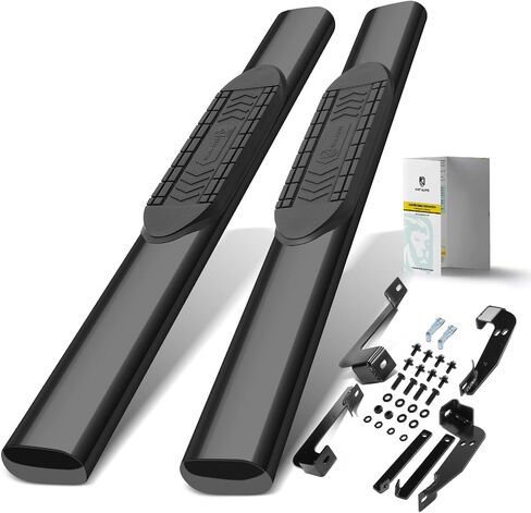 YHTAUTO 6 Inch Running Boards Side Steps Fit Chevy Silverado & GMC Sierra 1500/2500 HD/3500 1999-2013, Standard/Regular Cab, Oval Straight Carbon Steel Black Powder, Truck Cab Side Step Rails in Saudi Arabia