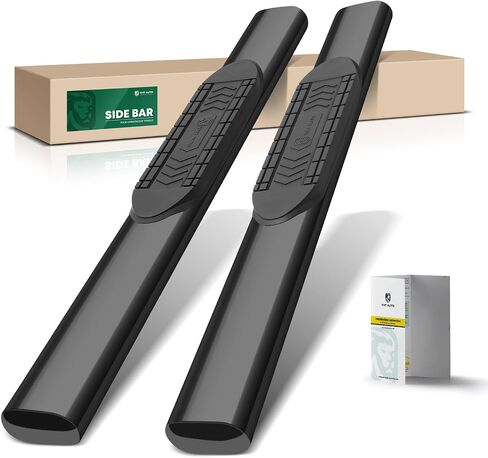 YHTAUTO 6 Inch Running Boards Side Steps Fit Chevy Silverado & GMC Sierra 1500/2500 HD/3500 1999-2013, Standard/Regular Cab, Oval Straight Carbon Steel Black Powder, Truck Cab Side Step Rails in Saudi Arabia
