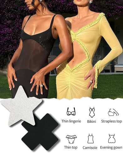 أغطية الحلمات الفضية ملصقات فطائر اللحم اللامعة حزمة غطاء حلمة الكيك الأسود ملصقات الحلمة بتلات الثدي للنساء بدون عرض - 9 أزواج in Kuwait