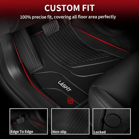 سجادة سرير شاحنة LASFIT لسيارة Tesla Cybertruck 2024 2025 2023 ملحقات مخصصة تناسب TPE شديدة التحمل في جميع الأحوال الجوية مقاومة للماء Cybertruck البضائع بطانة سرير بطانة سجادة أمامية خلفية فرعية مجموعة سجادة صندوق السيارة من 3 قطع in Kuwait