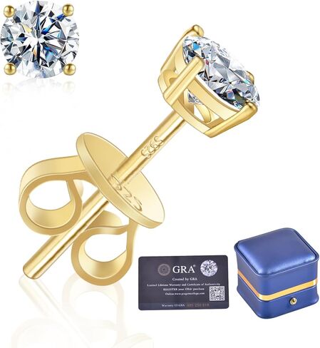 Moissanite Stud Earrings 2.0CT D Color,GRA 925 Sterling Silver Earrings for Men 18K White Gold Plating Earrings for Women,wedding earrings in Kuwait