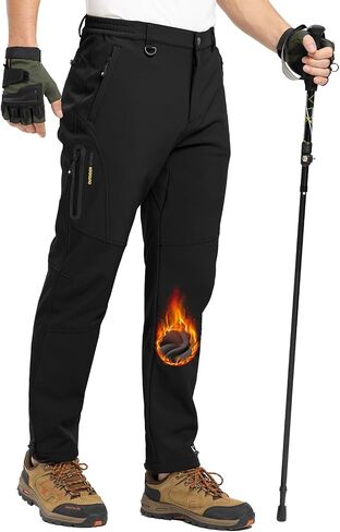 TBMPOY Men's Snow Pants Fleece Lined Hiking Winter Waterproof Softshell Ski Outdoor Insulated Climbing Pants Zipper Pockets in Saudi Arabia