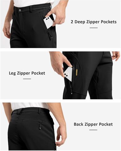 TBMPOY Men's Snow Pants Fleece Lined Hiking Winter Waterproof Softshell Ski Outdoor Insulated Climbing Pants Zipper Pockets in Saudi Arabia