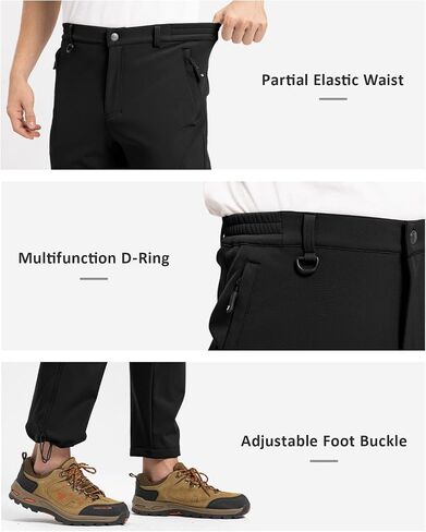 TBMPOY Men's Snow Pants Fleece Lined Hiking Winter Waterproof Softshell Ski Outdoor Insulated Climbing Pants Zipper Pockets in Saudi Arabia