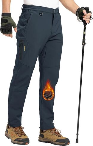 TBMPOY Men's Snow Pants Fleece Lined Hiking Winter Waterproof Softshell Ski Outdoor Insulated Climbing Pants Zipper Pockets in Saudi Arabia