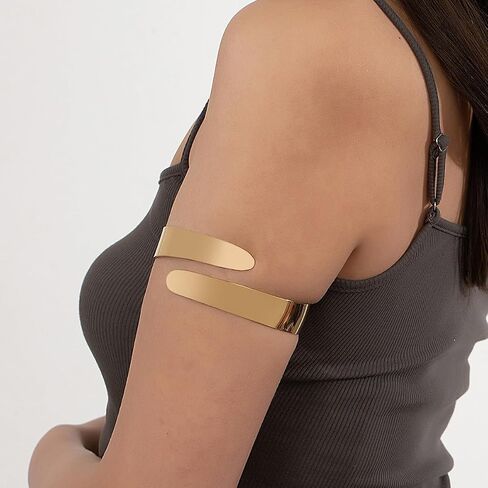 ZMANYIJEW 2Pcs Upper Arm Bracelet Cuff Bangle Minimalist Gold Metal Coil Arm Cuff Bracelets for Women Irregular Wave Chunky Cuff Bangle Armband Statement Party Jewelry in Saudi Arabia