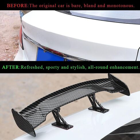 Car Mini Spoiler Wing, 9.8" Adhesive Mini Rear Tail Wing Carbon Fiber Texture Decorative Spoiler, Universal Auto Tiny Tail Wing Decor for Men Women, Car Accessories (Black Carbon Fiber) in Kuwait