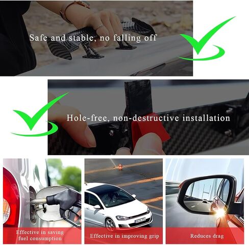 Car Mini Spoiler Wing, 9.8" Adhesive Mini Rear Tail Wing Carbon Fiber Texture Decorative Spoiler, Universal Auto Tiny Tail Wing Decor for Men Women, Car Accessories (Black Carbon Fiber) in Kuwait