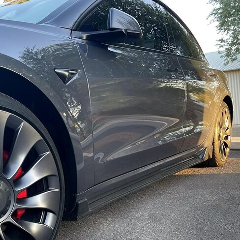 قطعة بديلة لتمديد التنورة الجانبية من Kojem 4 قطع متوافقة مع طراز تسلا 2017-2023 3 من ألياف الكربون الطباعة على الألواح الهزازة طقم هيكل حماية من بلاستيك ABS in Kuwait